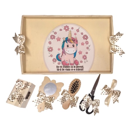 Set tava mot ruperea turtei tema Unicorn, fetita, fundite Crem ivoire, Denikos® TV061 - Img 2