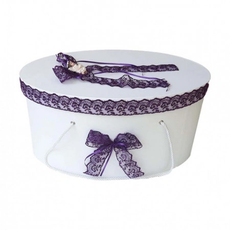 Set trusou botez, cutie trusou si lumanare, dantela si Ingeras, decor Mov, Denikos® 566 - Img 2