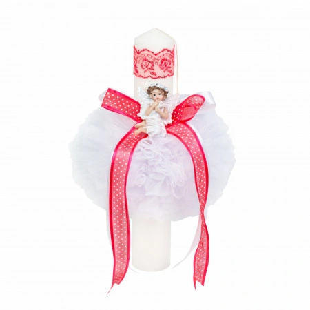 Set trusou botez, cutie trusou si lumanare, dantela si Ingeras, decor Corai, Denikos® 563 - Img 4