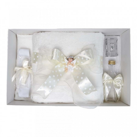Trusou botez fundita ivoire cu buline, cu ingeras, Denikos® 31
