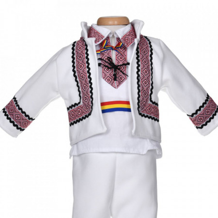 Costum national pentru baietel, 5 piese, broderie rosie, Denikos® 1019 - Img 4