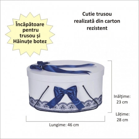 Cutie trusou botez dantela bleumarin si fundite asortate, Denikos® 814 - Img 2