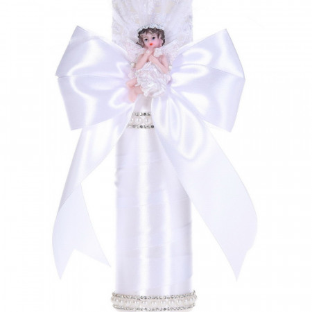 Lumanare botez eleganta cu ingeras si trusou botez asortat, decor Alb, Denikos® C9309 - Img 4