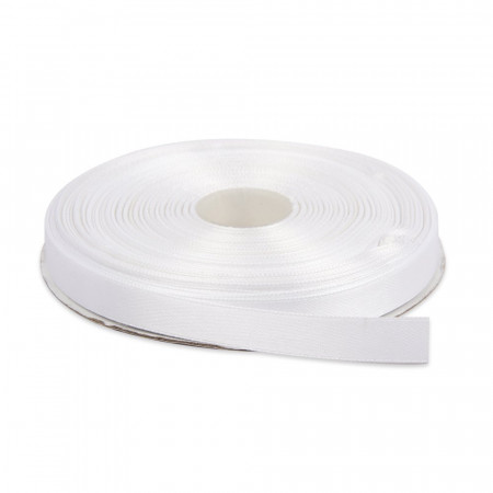 Panglica funda saten 0.6 cm latime, culoare alb, Denikos, rola 22 m