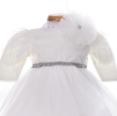 Rochie botez fetita eleganta, culoare alb imaculat, 2 piese, Denikos® H040 - Img 2