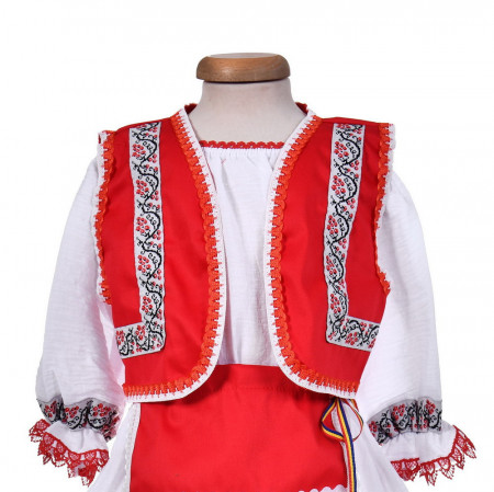 Rochita traditionala botez pentru fetite, 4 piese, alb - rosu, Denikos® 0204 - Img 2