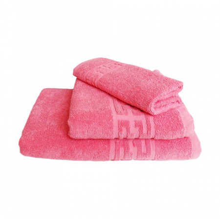 Set 3 prosoape groase si pufoase, bumbac, model grecesc, Corai, Denikos® 250