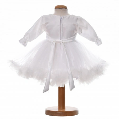 Set botez fetita, rochita 2 piese, trusou botez, cutie trusou si lumanare, decor alb diafan, Denikos® C9185 - Img 5