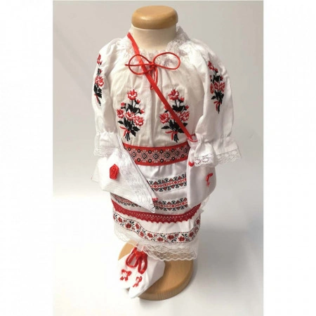 Set botez traditional fetita, trusou botez landou, lumanare si costum traditional, Denikos® 976 - Img 7