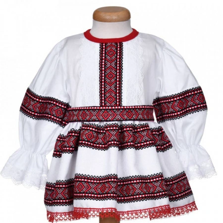 Set rochita traditionala fetita, trusou botez landou si lumanare, decor national, Denikos® 1061 - Img 4