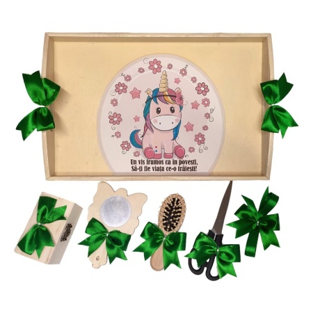 Set tava mot ruperea turtei tema Unicorn, fetita, fundite Verzi, Denikos® TV067 - Img 2