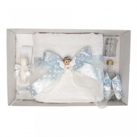 Set trusou botez, cutie trusou si lumanare, Ingeras, fundita bleu, Denikos® 12 - Img 3