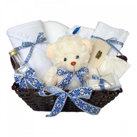 Cos cadou botez trusou si lumanare, taranel, decor traditional, Denikos® 665 - Img 3