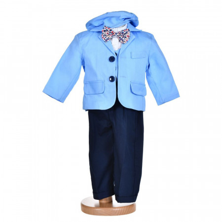 Costumas botez, bleu jucaus, 5 piese, Denikos® H010