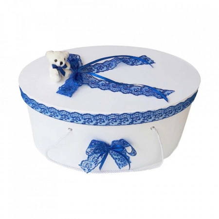 Cutie trusou botez dantela albastra si ursulet, Denikos® 393 - Img 2