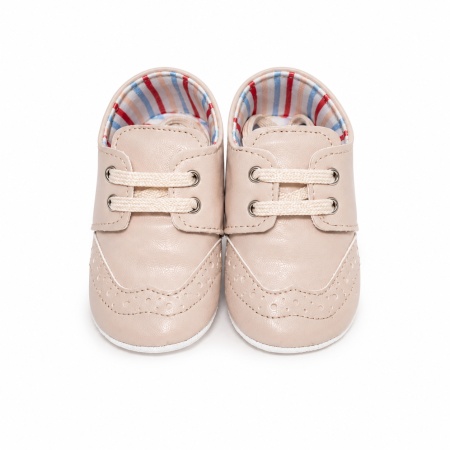 Pantofiori bej pentru botez baietel - eleganti, comozi si usori pentru bebelusi, Denikos® H056 - Img 2
