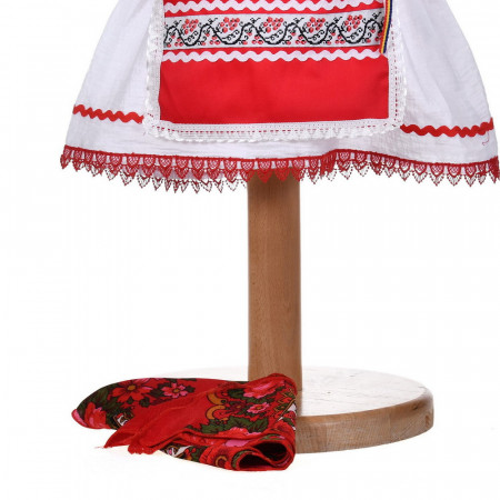 Rochita traditionala botez pentru fetite, 4 piese, alb - rosu, Denikos® 0204 - Img 3