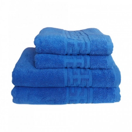 Set 4 prosoape groase si pufoase, bumbac, model grecesc, Albastru, Denikos® 242 - Img 2