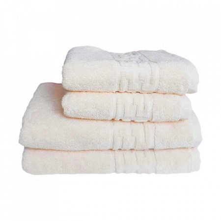 Set 4 prosoape groase si pufoase, bumbac, model grecesc, Crem, Denikos® 258 - Img 2