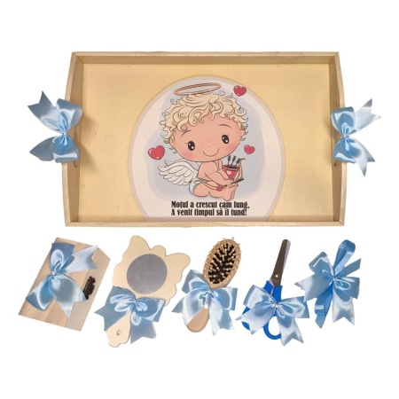 Set tava mot ruperea turtei tema ingeras, fundite bleu, Denikos® TV023 - Img 2