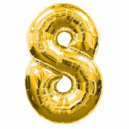 Balon folie cifra 8 auriu