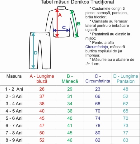 Costum national baietel, 3 piese, alb - rosu, 1 - 9 ani, Denikos® 0206 - Img 5