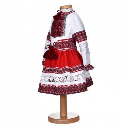 Costum traditional pentru fetite, 3 piese, copii 1 - 14 ani, alb - rosu, Denikos® 1030 - Img 2