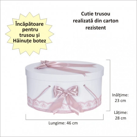 Cutie trusou botez dantela roz pudra si fundite asortate, Denikos® 812 - Img 2