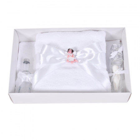 Lumanare botez eleganta cu ingeras si trusou botez asortat, decor Alb, Denikos® C9309 - Img 5