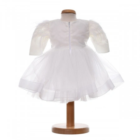 Rochie botez fetita eleganta, culoare alb imaculat, 2 piese, Denikos® H040 - Img 3