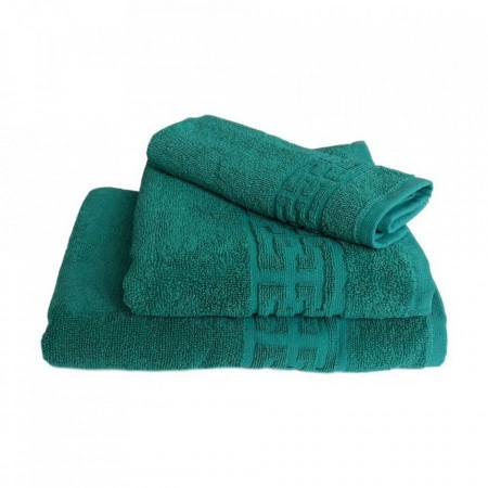 Set 3 prosoape groase si pufoase, bumbac, model grecesc, Verde, Denikos® 288 - Img 2