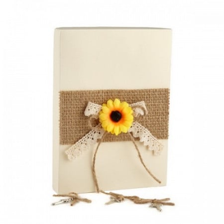 Set 50 cruciulite botez cu snur iuta si cutie cadou tema rustica CC-011