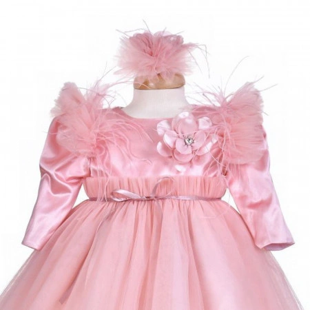 Set botez fetita, rochita 3 piese, trusou botez cu mesaj si lumanare, decor dusty rose, Denikos® C1175 - Img 4