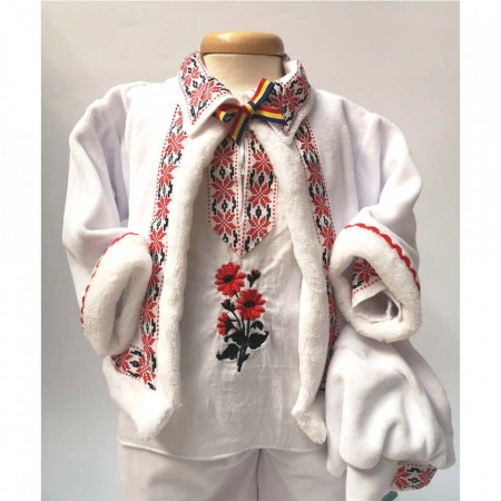Set botez traditional baietel, trusou botez landou, lumanare si costum popular baiat, Denikos® 968 - Img 6