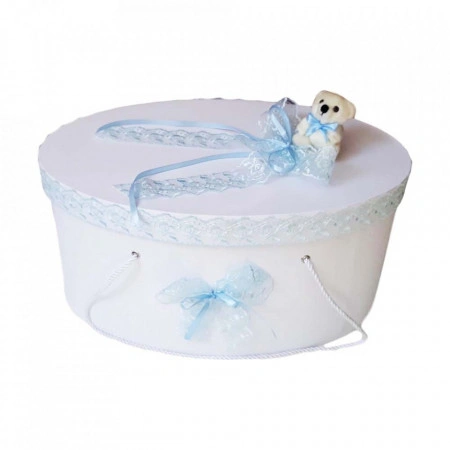 Cutie trusou botez dantela bleu si ursulet, Denikos® 394 - Img 2