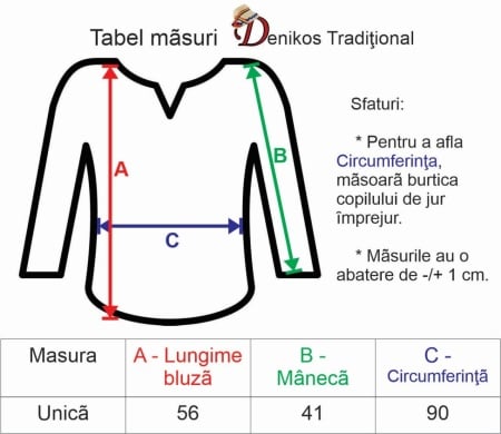 Ie populara fetita, alba, broderie albastra, marime unica, 7-10 Ani, Denikos®TD226 - Img 3