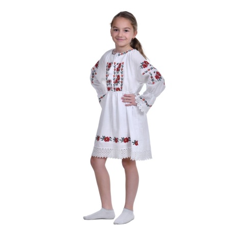 Rochie populara fetita, alba, broderie florala traditionala, 3-10 Ani, Denikos®TD230 - Img 2