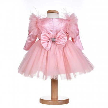 Rochita botez fetita, culoare dusty rose, 3 piese, Denikos® H027 - Img 2