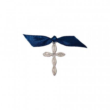 Set 25 cruciulite botez fundita bleumarin si cutie cadou Denikos® CB-04 - Img 2