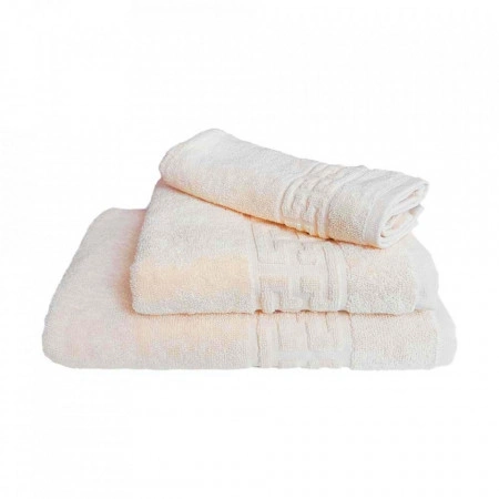 Set 3 prosoape groase si pufoase, bumbac, model grecesc, Crem, Denikos® 257 - Img 2