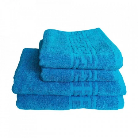 Set 4 prosoape groase si pufoase, bumbac, model grecesc, Turcoaz, Denikos® 279 - Img 2