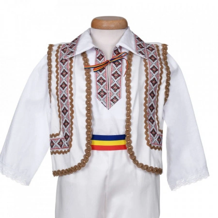 Set botez traditional baietel, trusou botez landou, lumanare si costum popular, Denikos® 1042 - Img 6