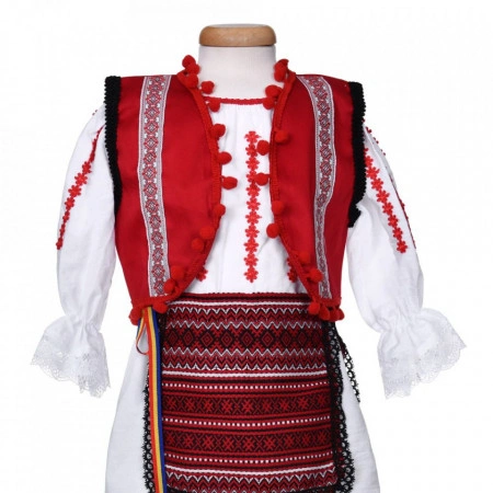 Set costum national fetita, trusou botez landou si lumanare, decor traditional, Denikos® 1053 - Img 6