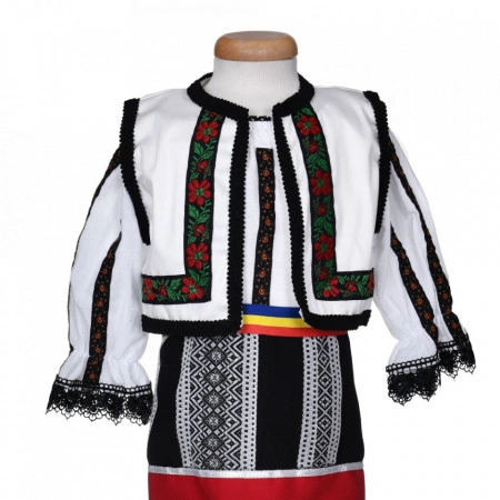 Set costum traditional fetita, trusou botez landou si lumanare, decor national, Denikos® C9283 - Img 4