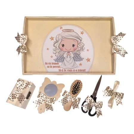 Set tava mot ruperea turtei tema ingeras, fetita, fundite Crem / ivoire, Denikos® TV032 - Img 2