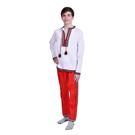 Costum traditional baiat, 2 piese, alb - rosu, Denikos®TD216 - Img 7