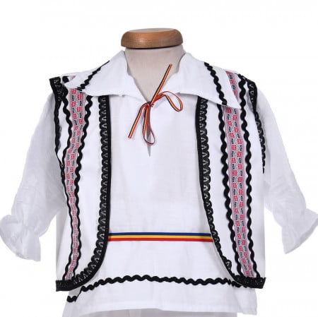 Costum traditional baiat, 4 piese, alb - rosu, Denikos® 0202 - Img 2