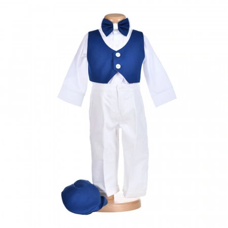 Costumas botez baietel, albastru dichisit, 5 piese, Denikos® H012 - Img 2