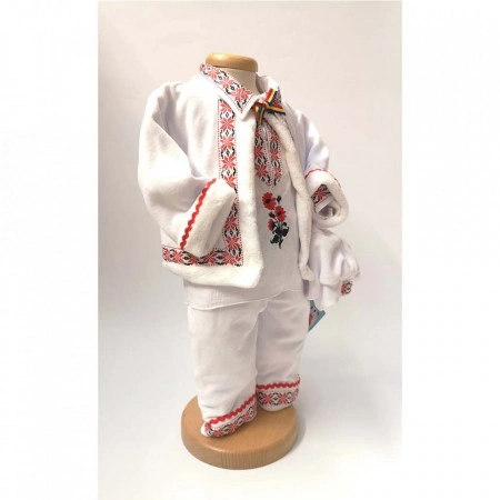 Set botez traditional baietel, trusou botez landou, lumanare si costum popular baiat, Denikos® 968 - Img 7