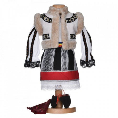 Set costum traditional fata, trusou botez landou si lumanare, decor national, Denikos® C9274 - Img 3